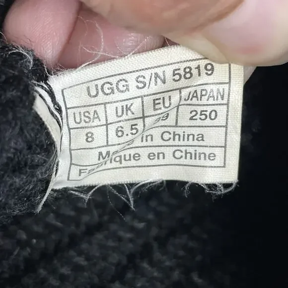 UGG Australia 5819 Classic Cardy Knit Black Fold Over Boots Shoes US Women's 8 - Picture 8 of 9